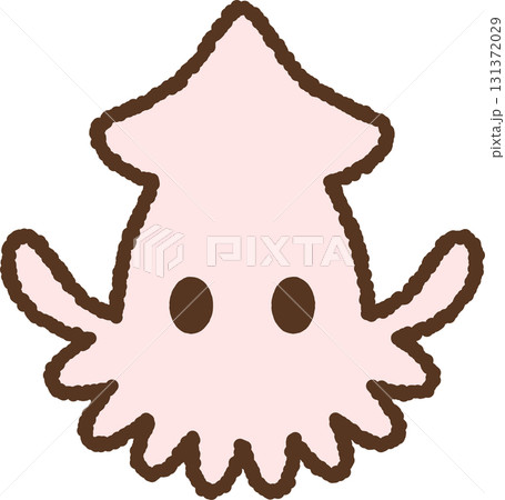 手書き風の単品アイコンイラスト　生き物　イカ 131372029