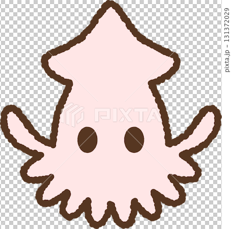 手書き風の単品アイコンイラスト　生き物　イカ 131372029