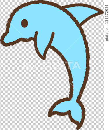 手書き風の単品アイコンイラスト　生き物　イルカ 131372031