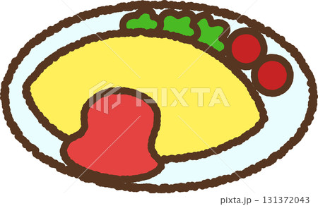 手書き風の単品アイコンイラスト 食べ物 オムレツ 手書き風の単品アイコンイラスト 食べ物 オムレツ 131372043