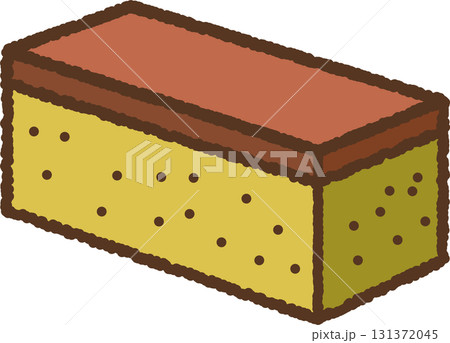 手書き風の単品アイコンイラスト　食べ物　カステラ 131372045