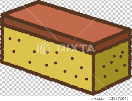 手書き風の単品アイコンイラスト　食べ物　カステラ 131372045