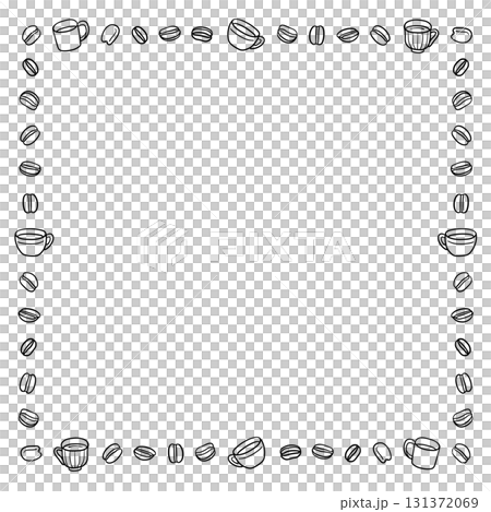 Simple coffee bean and cup frame, one color, square 131372069