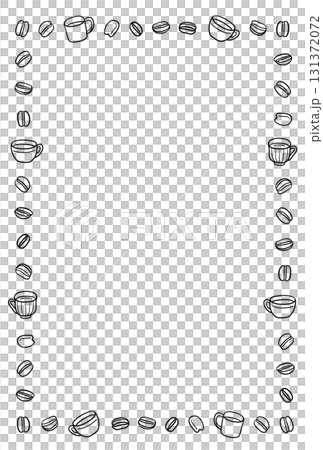 Simple frame of coffee beans and cup, one color, vertical 131372072