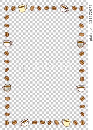 Simple frame of coffee beans and cups vertical 131372073