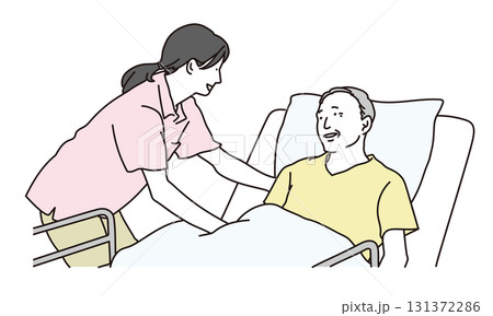介護をする介護士と高齢者のイラスト素材 131372286