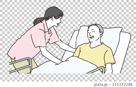 介護をする介護士と高齢者のイラスト素材 131372286
