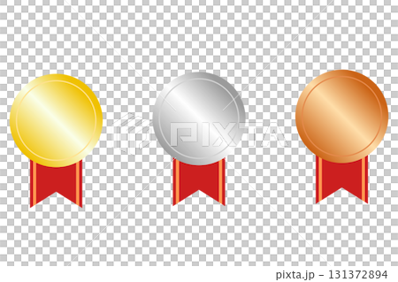 Gold, silver and bronze medal illustration icon set Gold, silver and bronze medal illustration icon set 131372894