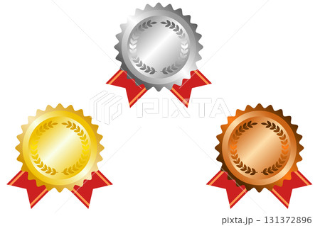 金銀銅のメダルイラストアイコンセット 131372896