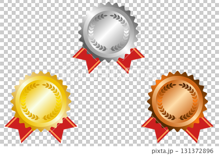 金銀銅のメダルイラストアイコンセット 131372896