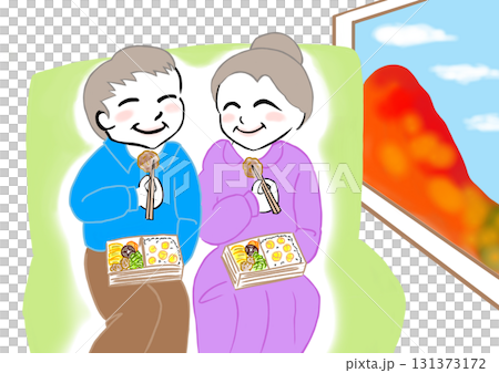 情侶的秋季出遊是一次悠閒的火車之旅，享受季節的味道，欣賞秋天的落葉。 131373172