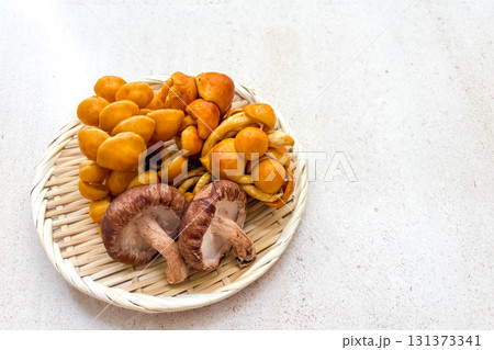 ざるに盛られたキノコ ざるに盛られたキノコ 131373341