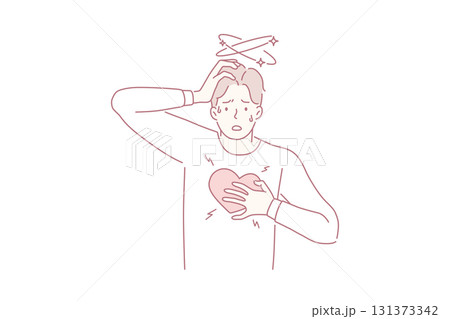 Having heart attack and panic concept. 131373342