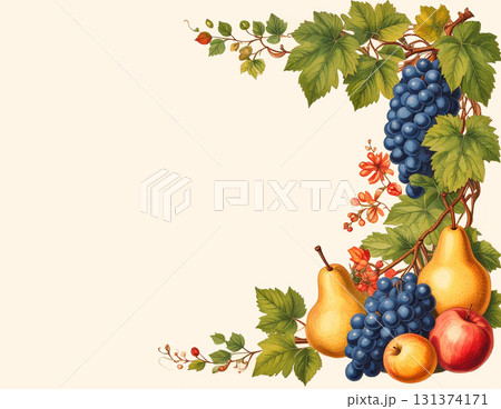 ヴィンテージな果物のイラストの絵葉書 131374171
