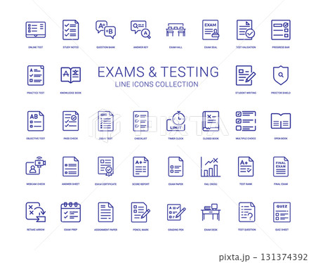 collection exams testing line icons...のイラスト素材 [131374392] - PIXTA