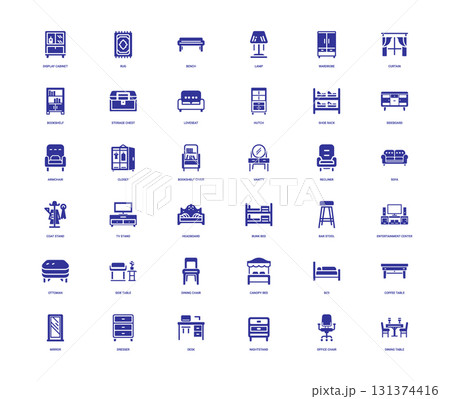 collection dark blue icons represent types home furniture decor collection dark blue icons represent types home furniture decor 131374416
