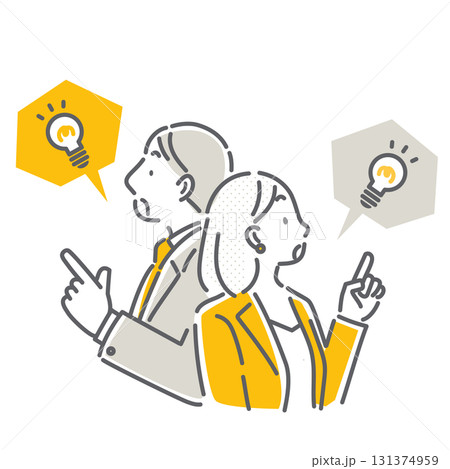 解決策を思いつくビジネスパーソン シンプルでお洒落な線画イラスト 解決策を思いつくビジネスパーソン シンプルでお洒落な線画イラスト 131374959