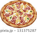 ハワイアンピザのベクターイラスト(パイナップルとハム) ハワイアンピザのベクターイラスト(パイナップルとハム) 131375287
