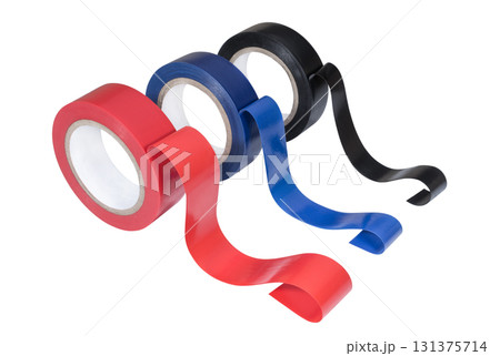 Colored rolls of insulation electrical tape 131375714