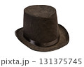 Classic old black top hat isolated on white background 131375745