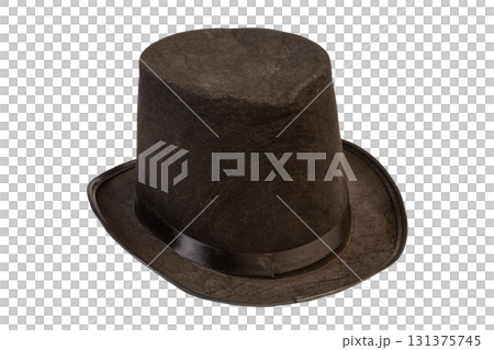 Classic old black top hat isolated on white background Classic old black top hat isolated on white background 131375745