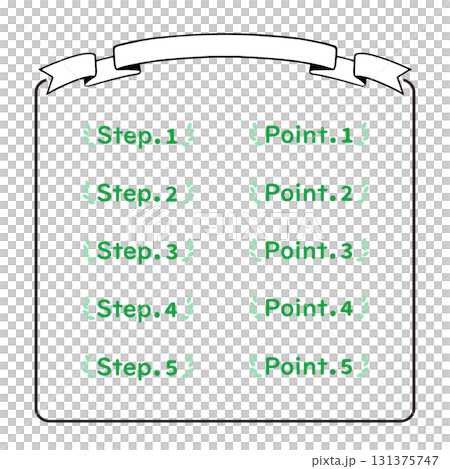 ステップ1～5とポイント1～5のベクターイラストセット リボン付きフレーム 見出しデザインの一覧 131375747