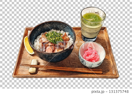 手繪水彩照燒雞肉碗 手繪水彩照燒雞肉碗 131375748