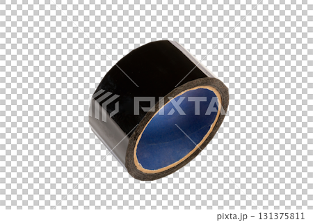 glossy black tape roll isolated on white background. crafting and repair use 131375811