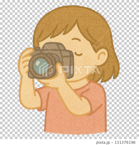 【人物】カメラで撮っている女の子のイラスト 131376196