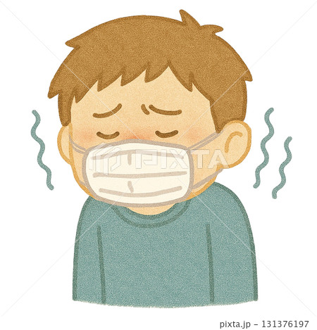 【人物】風邪をひいてる男の子のイラスト 131376197