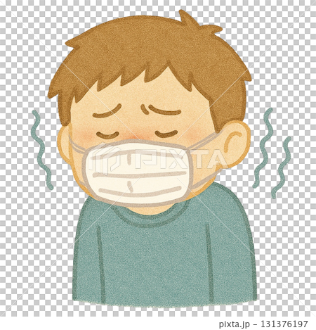 【人物】風邪をひいてる男の子のイラスト 131376197