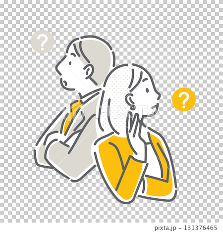 Thinking business person - simple and stylish line drawing illustration 131376465