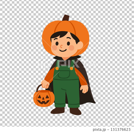 Halloween pumpkin costume children illustration 131376623