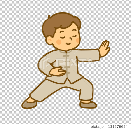 Illustration of boy practicing Tai Chi Illustration of boy practicing Tai Chi 131376634