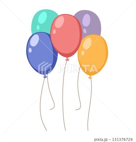 Cartoon Illustration Of A Bunch Of Colorful Balloons For Birthday Parties Isolated On White Background Cartoon Illustration Of A Bunch Of Colorful Balloons For Birthday Parties Isolated On White Background 131376729