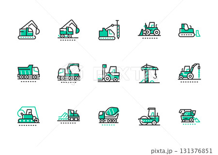 Construction machines - line design style icons 131376851