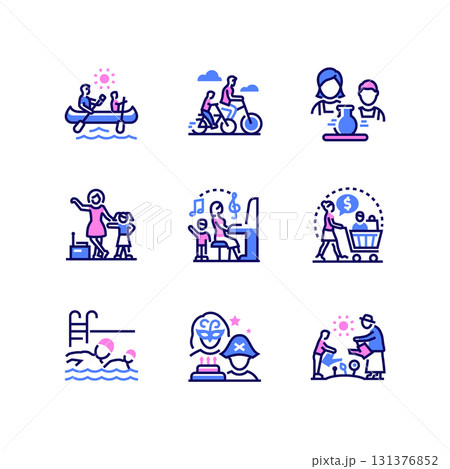 Leisure activities for children - line design style icons set 131376852