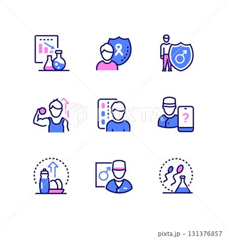 Health of men - vector line design style icons set 131376857