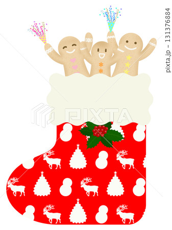 クリスマスソックスとジンジャーブレッドマン 131376884