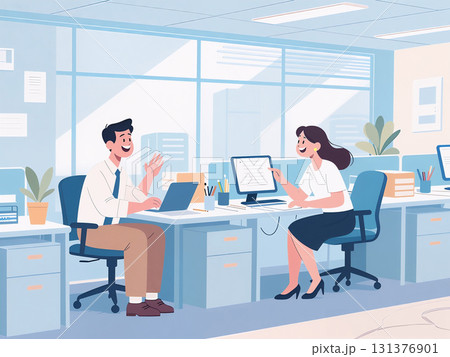 オフィスで働く男性と女性2 131376901