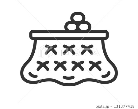 コタツとミカンのアイコン（線画）のイラスト 131377419