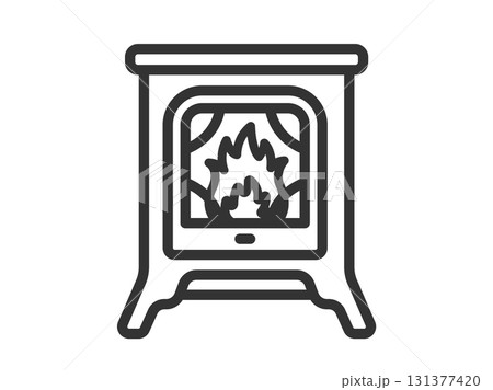 暖炉のアイコン（線画）のイラスト 131377420