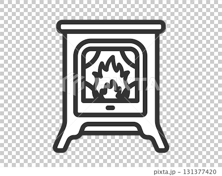 暖炉のアイコン（線画）のイラスト 131377420