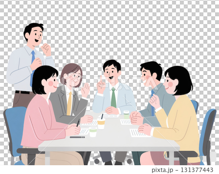 ミーティングをする会社員 131377443