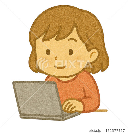 【人物】パソコンを使っている女の子のイラスト 131377527