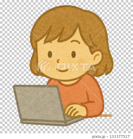 【人物】パソコンを使っている女の子のイラスト 131377527