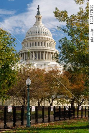 The U.S. Capitol in Washington, D.C., surrounded by vibrant autumn foliage 131377619