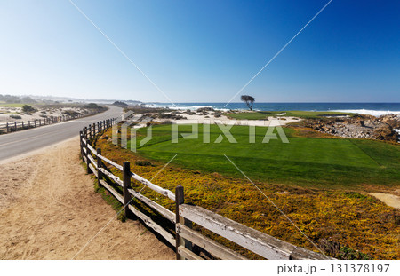 Scenic view of California 17-Mile Drive on a sunny day 131378197