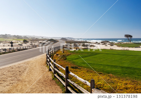 Scenic view of California 17-Mile Drive on a sunny day Scenic view of California 17-Mile Drive on a sunny day 131378198