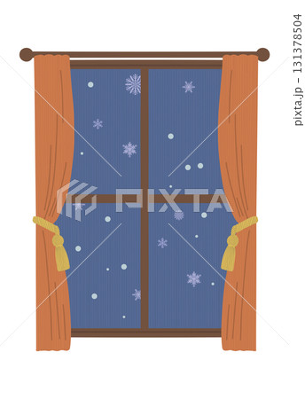 雪が降っている窓辺のイラスト 雪が降っている窓辺のイラスト 131378504